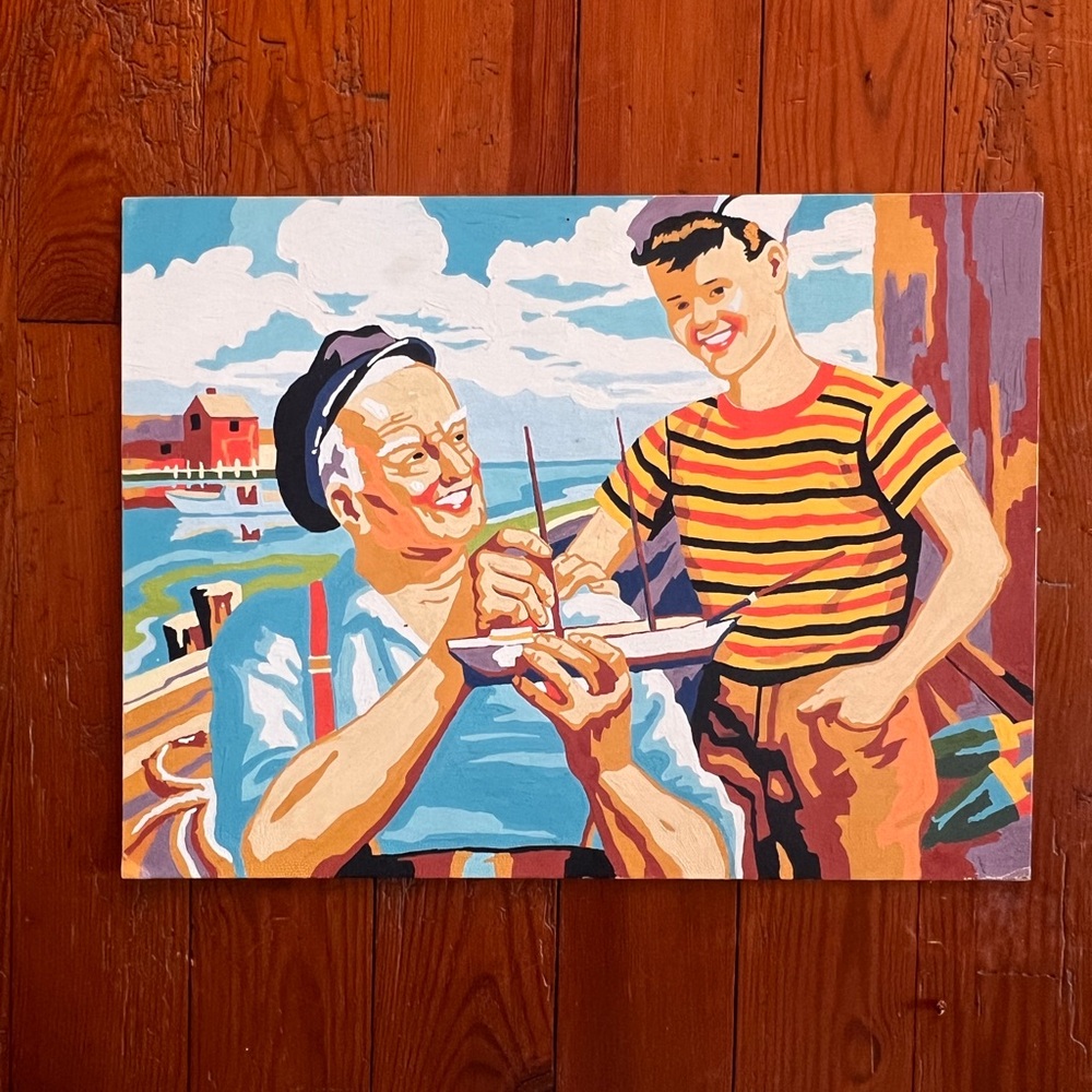 MCM Nautical Kitsch Fishing Scene PAINT BY NUMBER Art - Sailor Boy